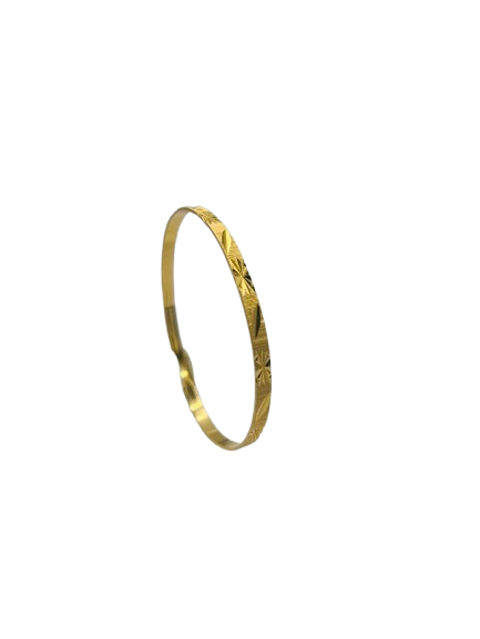 Bracelet Jonc Or Jaune 750/1000, Motifs Etoilés, Bon Etat