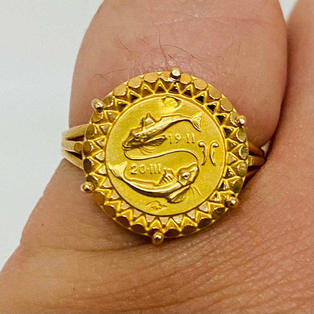 Bagues Signe Astrologique en Or Jaune 22K Taille-53