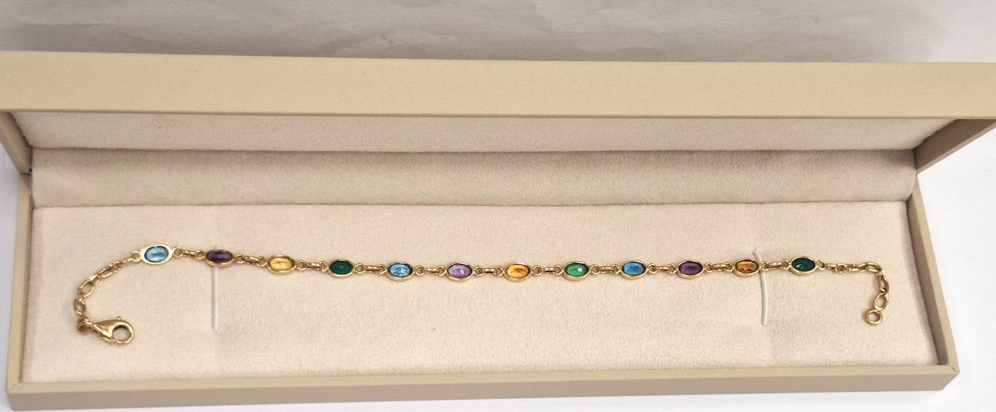 Bracelet Maillon en Or Jaune 18K avec Pierres Naturelles