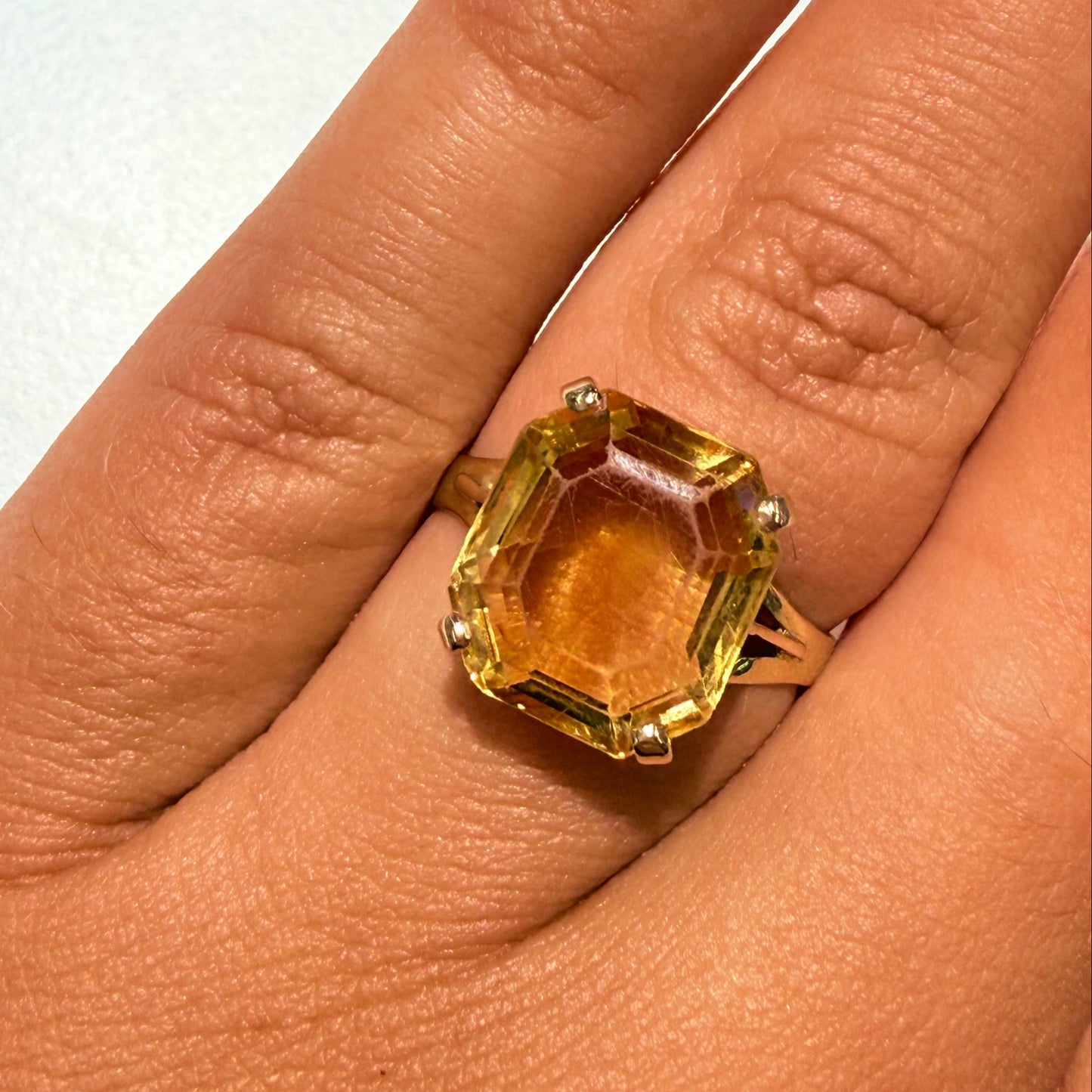 Bague Or 18k Citrine Carré - Taille 50