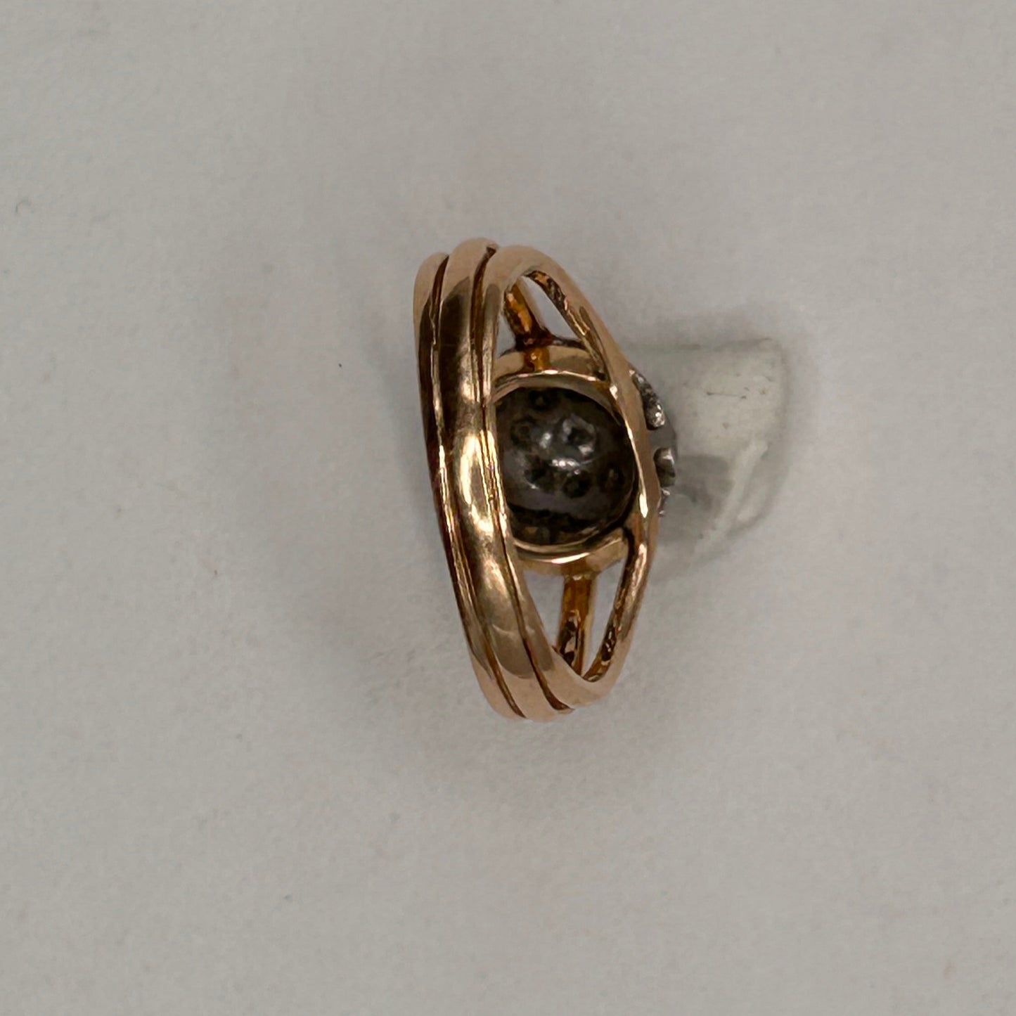 Bague ancienne en or jaune avec diamants 18K Taille-48