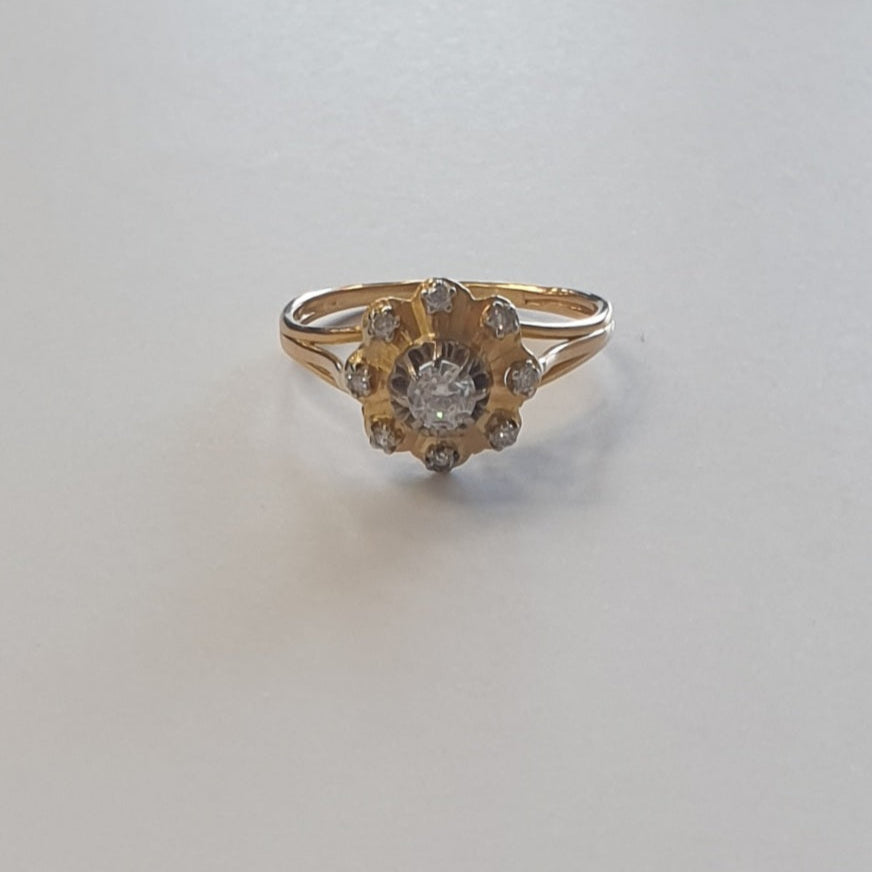 Bague Chou en Or Jaune 18 K avec Oxyde de Zirconium - T 59