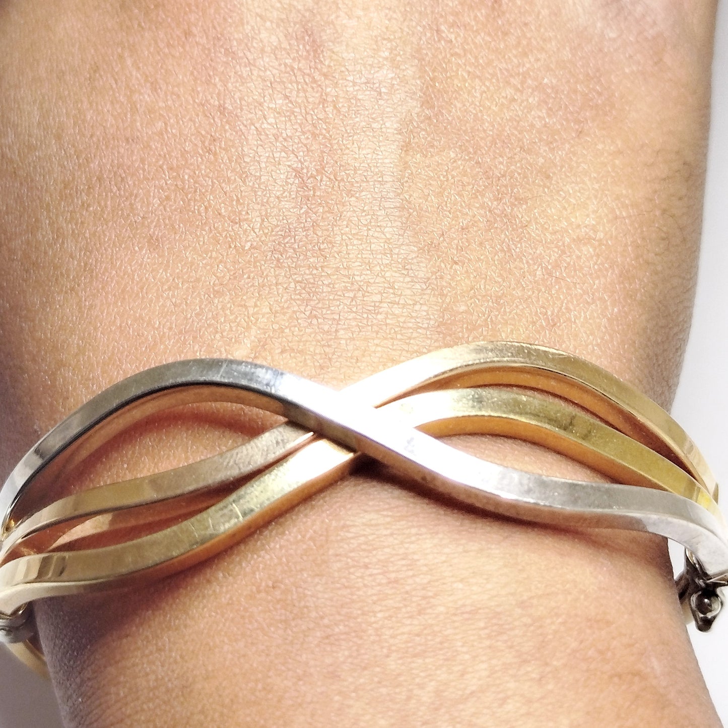 Bracelet Jonc Or Jaune et Blanc 18K 10.85 Grs