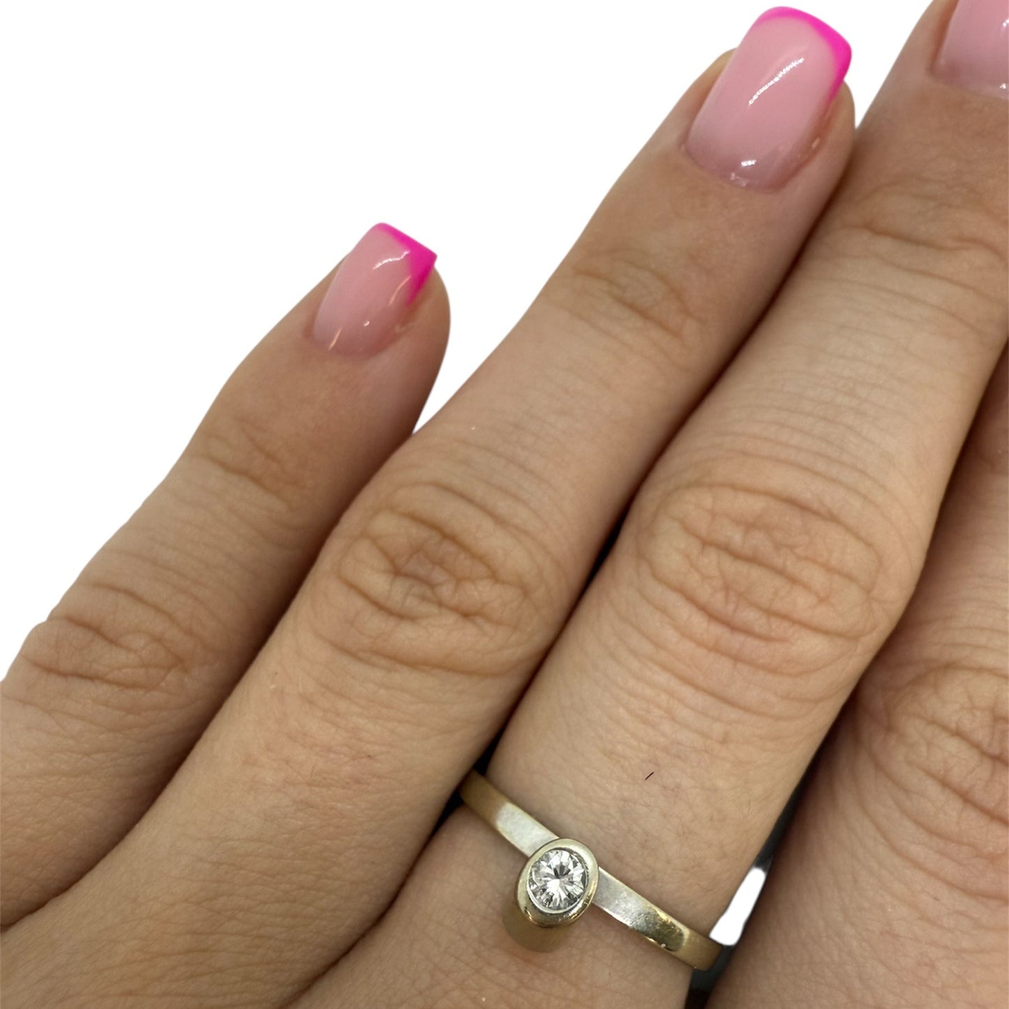 Bague Solitaire Or Blanc 18K Taille-53