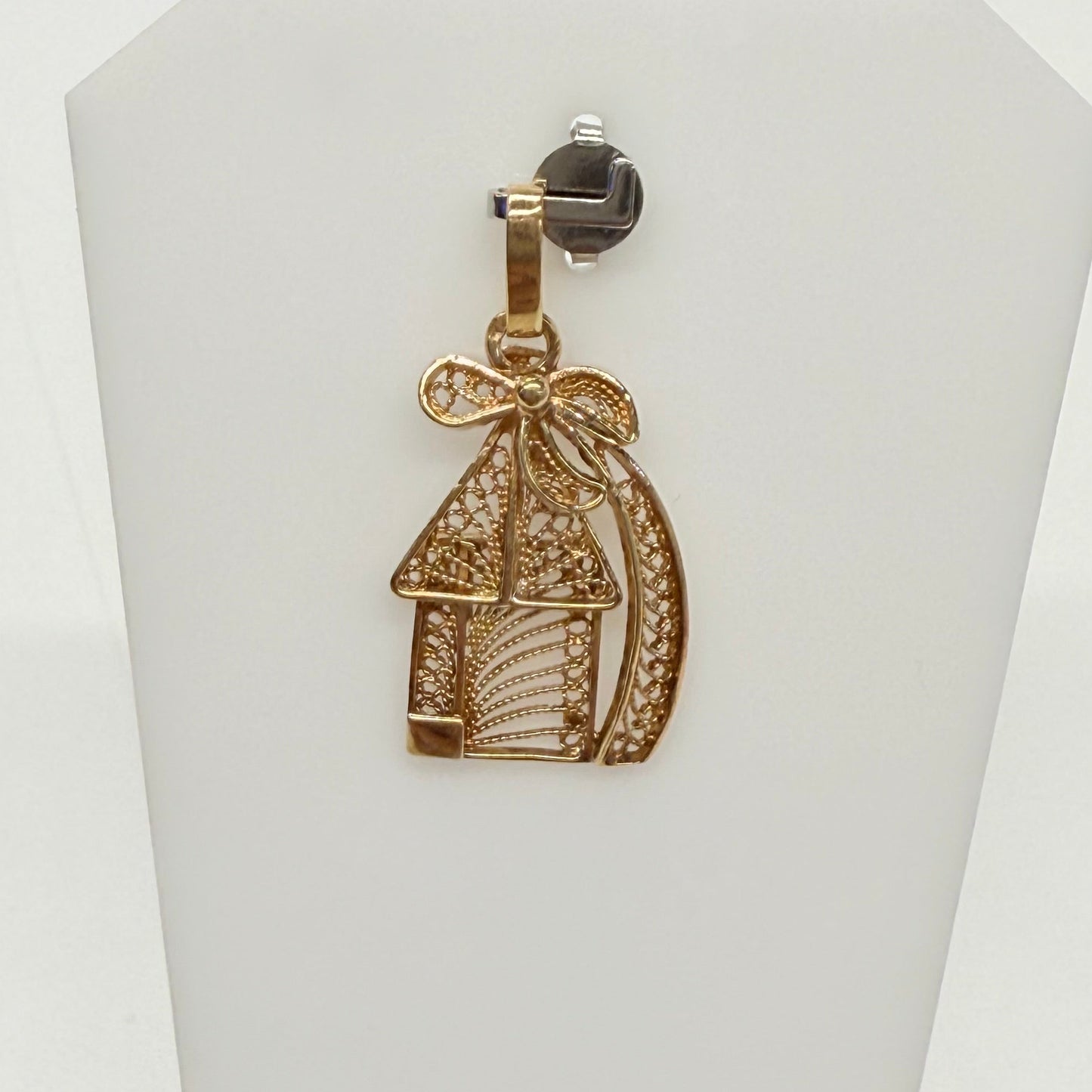 Pendentif Maison en Or Rose avec Palmier