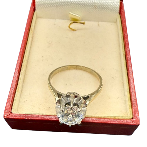 Bague Solitaire en Or Blanc 18k avec Oxyde de Zirconium - T 59