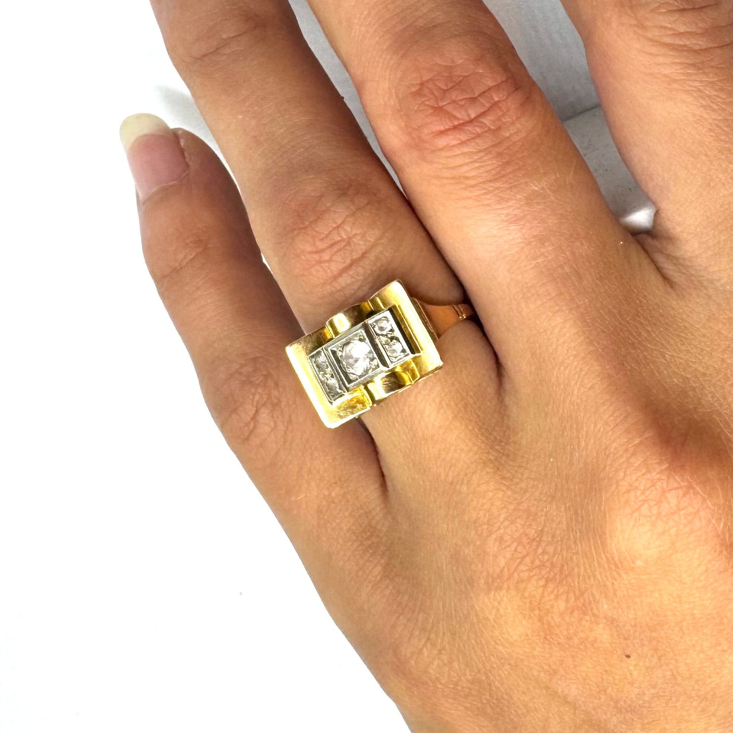 Bague Tank Or Jaune 18K 3.60 Grs - Taille 54