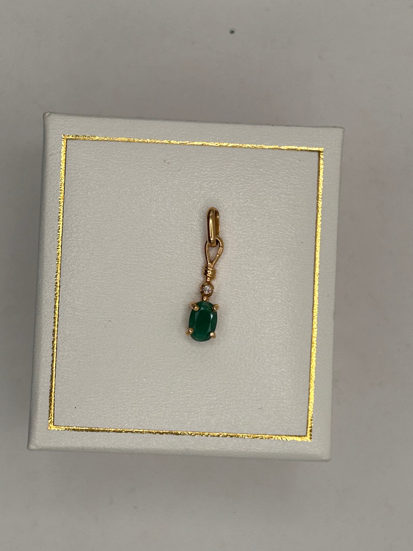 Parure Pendentif et Boucles d'Oreilles Or 18K Diamants et Émeraude