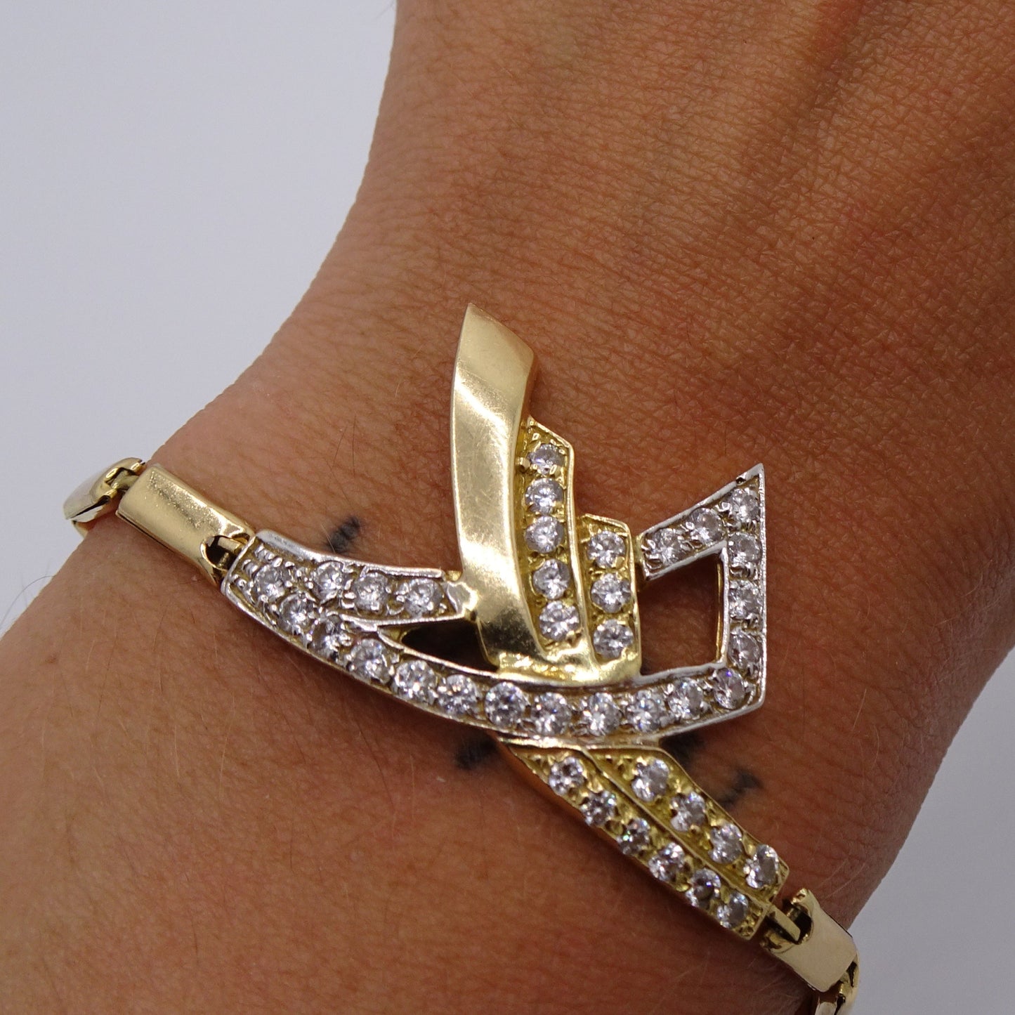 Bracelet Or Jaune Maille Rectangle 18K 8.52 Grs