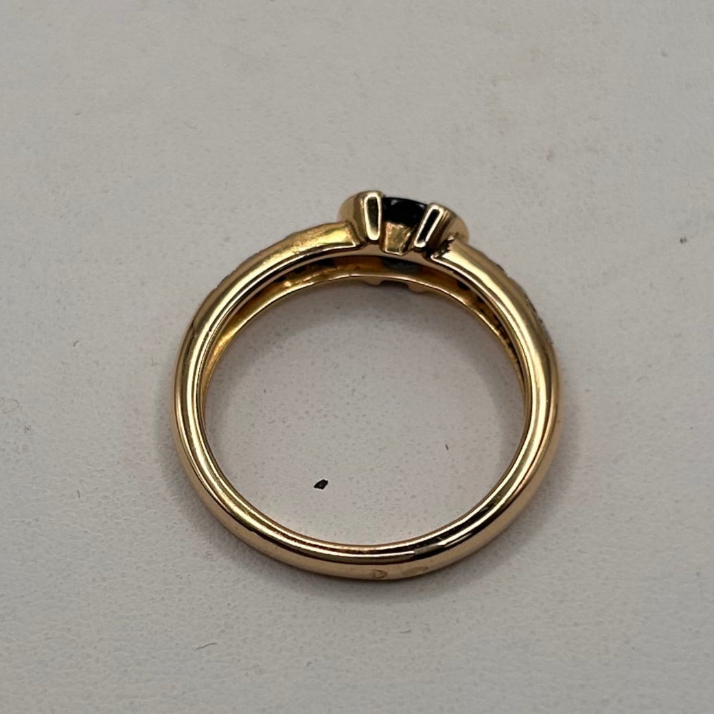 Bague Or Jaune 18 Carats avec Saphir et Diamants