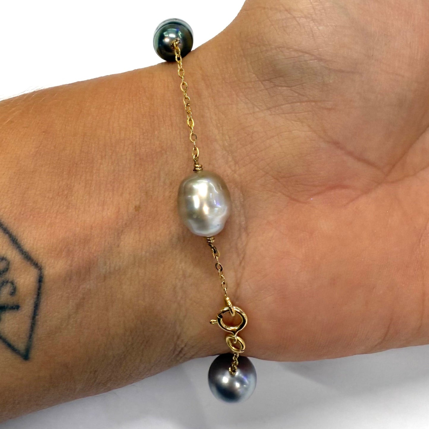 Bracelet Perle de Tahiti Or Jaune 18k 5.29 Grs