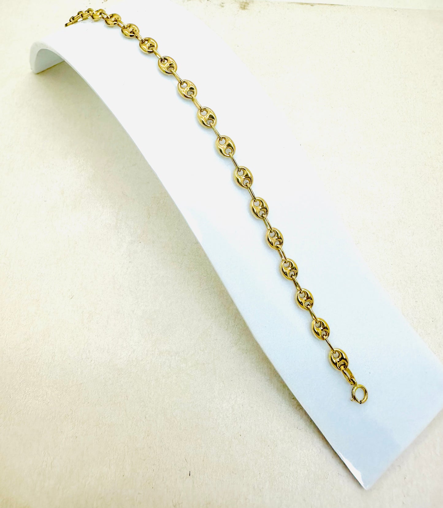 Bracelet Grain de Café en Or Jaune 18k Lg 17cm