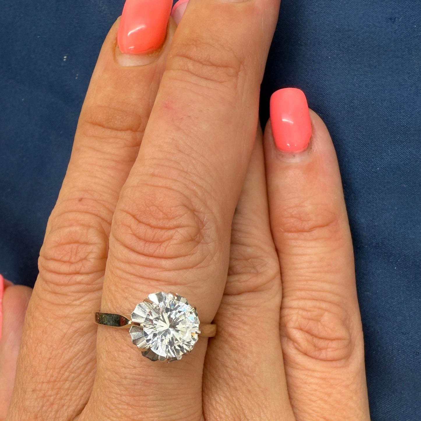 Bague Solitaire en Or Blanc 18k avec Oxyde de Zirconium - T 59