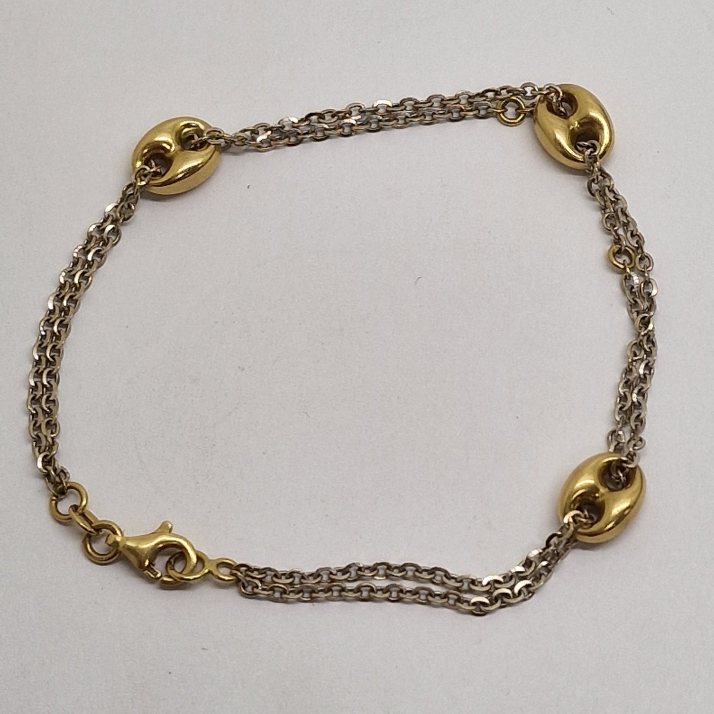 Bracelet Maillon Or Jaune et Or Gris 18K