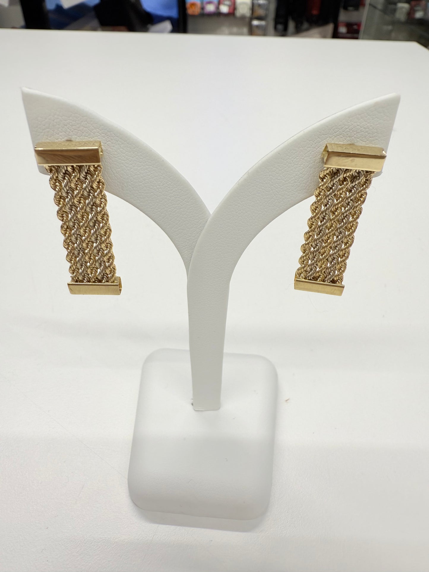 Boucles d'oreilles pendantes en Or tressé 18k