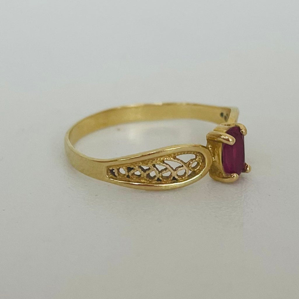 Bague solitaire en or jaune 18K Taille-53 1.40 Grs