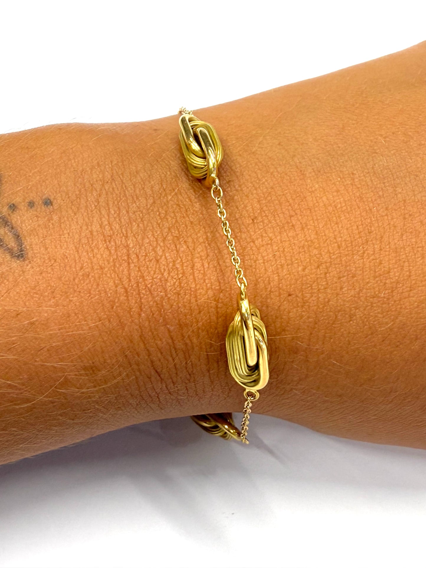 Bracelet Or Jaune 18k Maille Fantaisie Tête d'Aigle 19cm