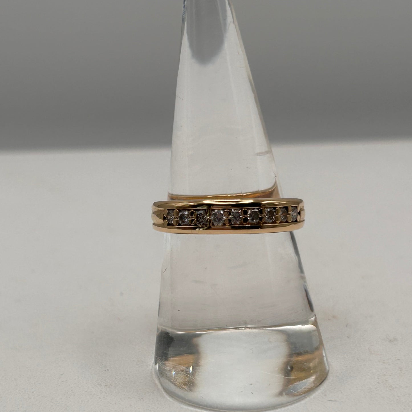 Bague Demi Tour en Or Jaune 18K avec Diamants - T 56