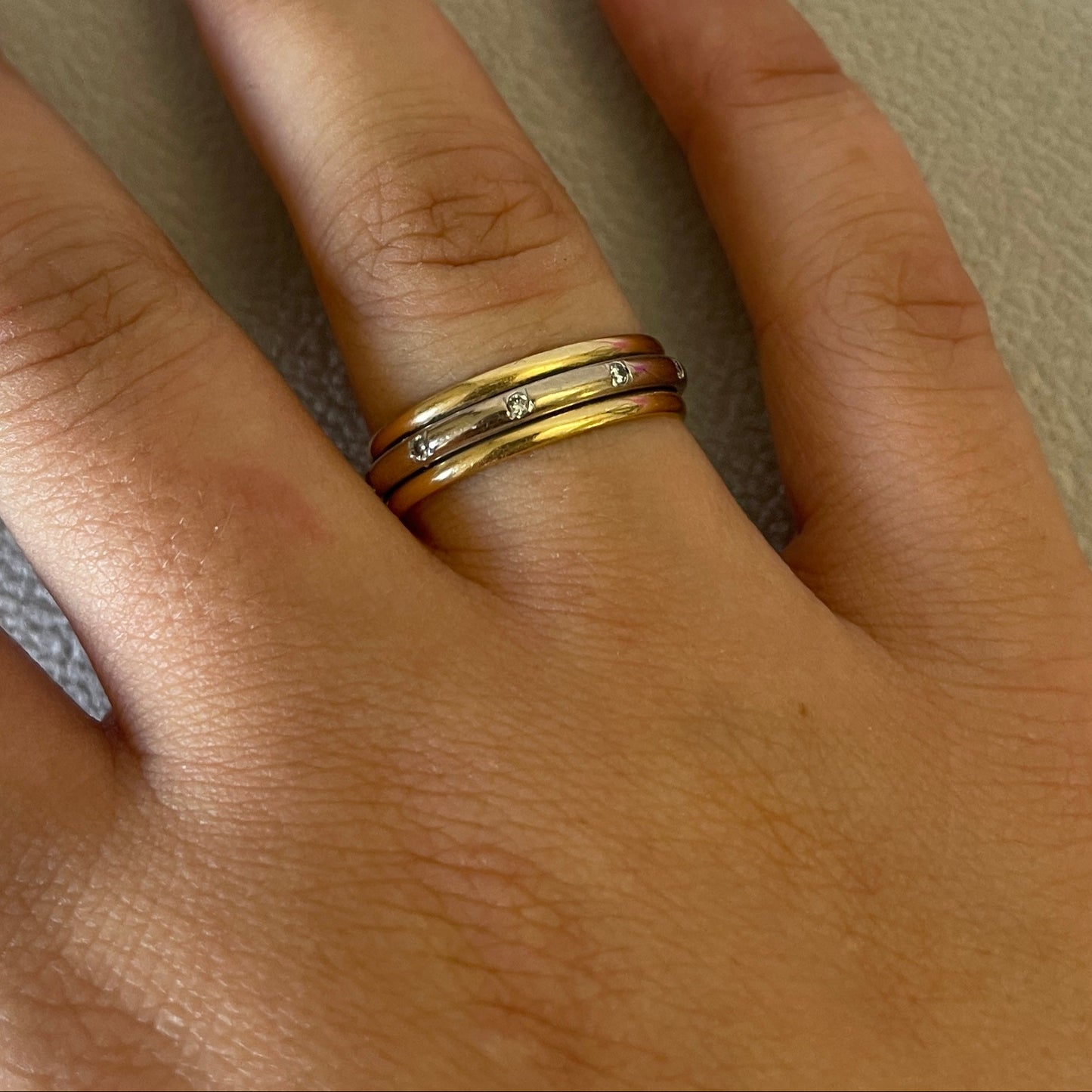 Bague Alliance Or Jaune et Blanc 18K Taille-51