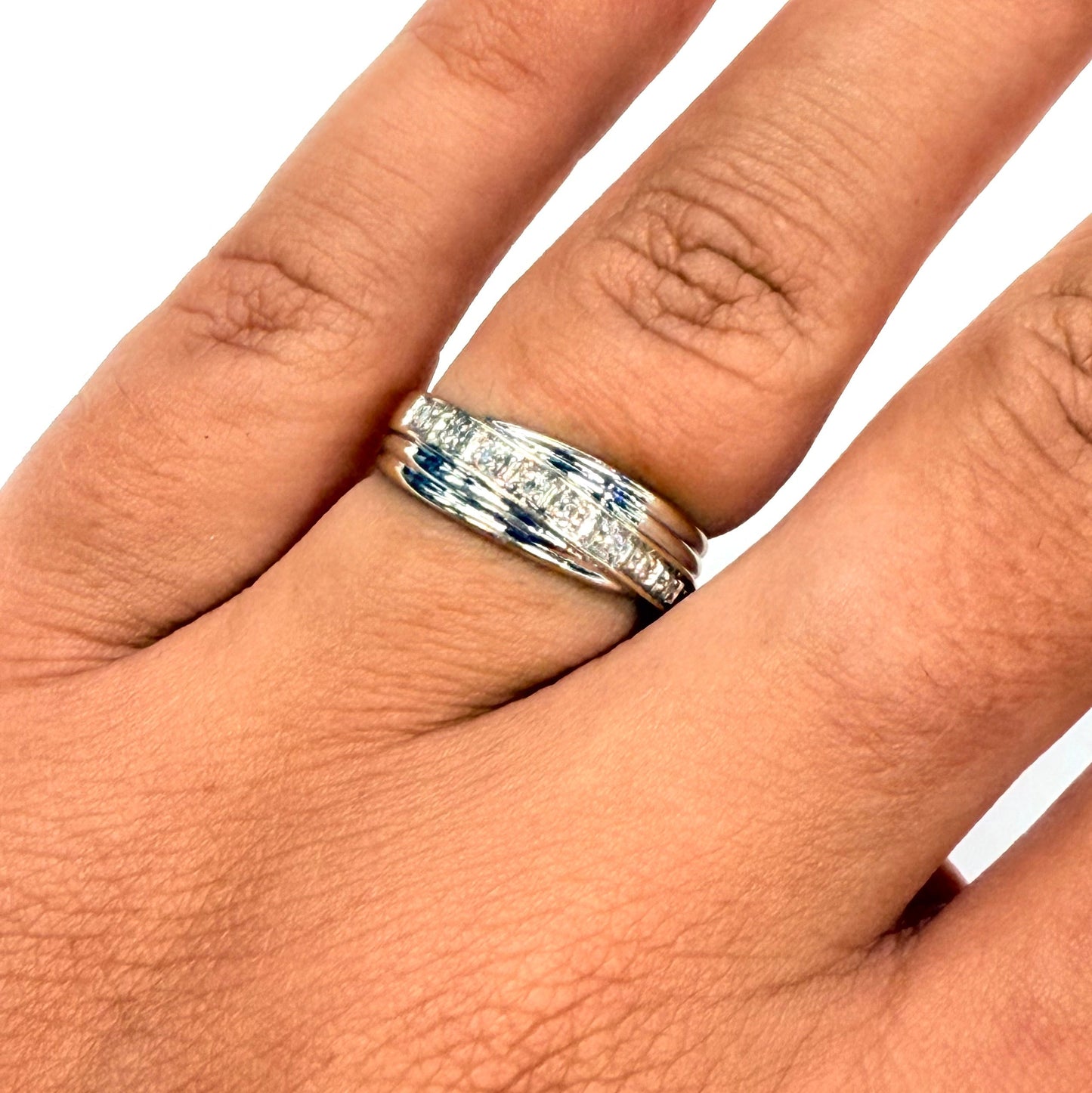 Bague en Or Blanc et Diamants 18k - Taille 52