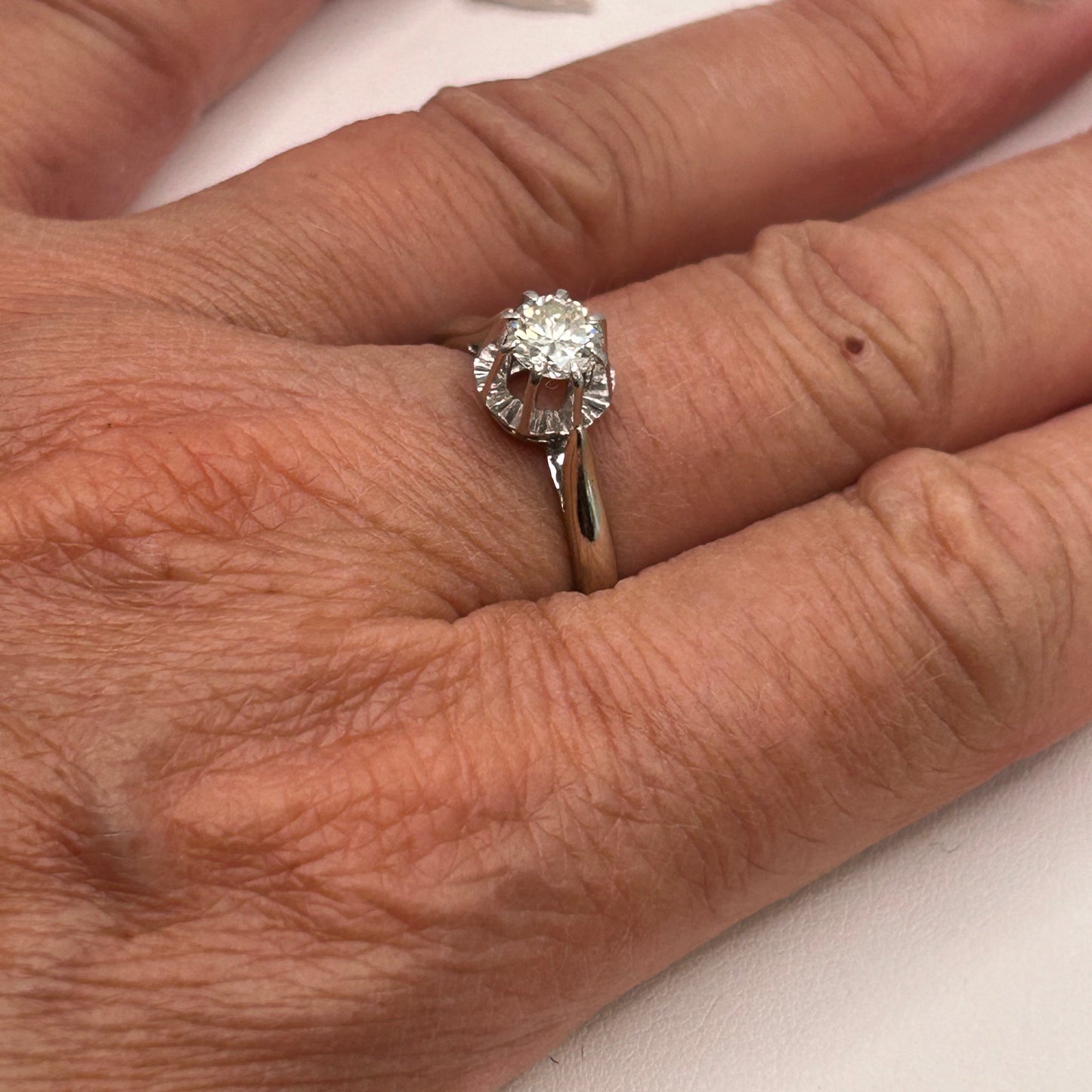 Bague Solitaire Or Blanc 18K Taille-61