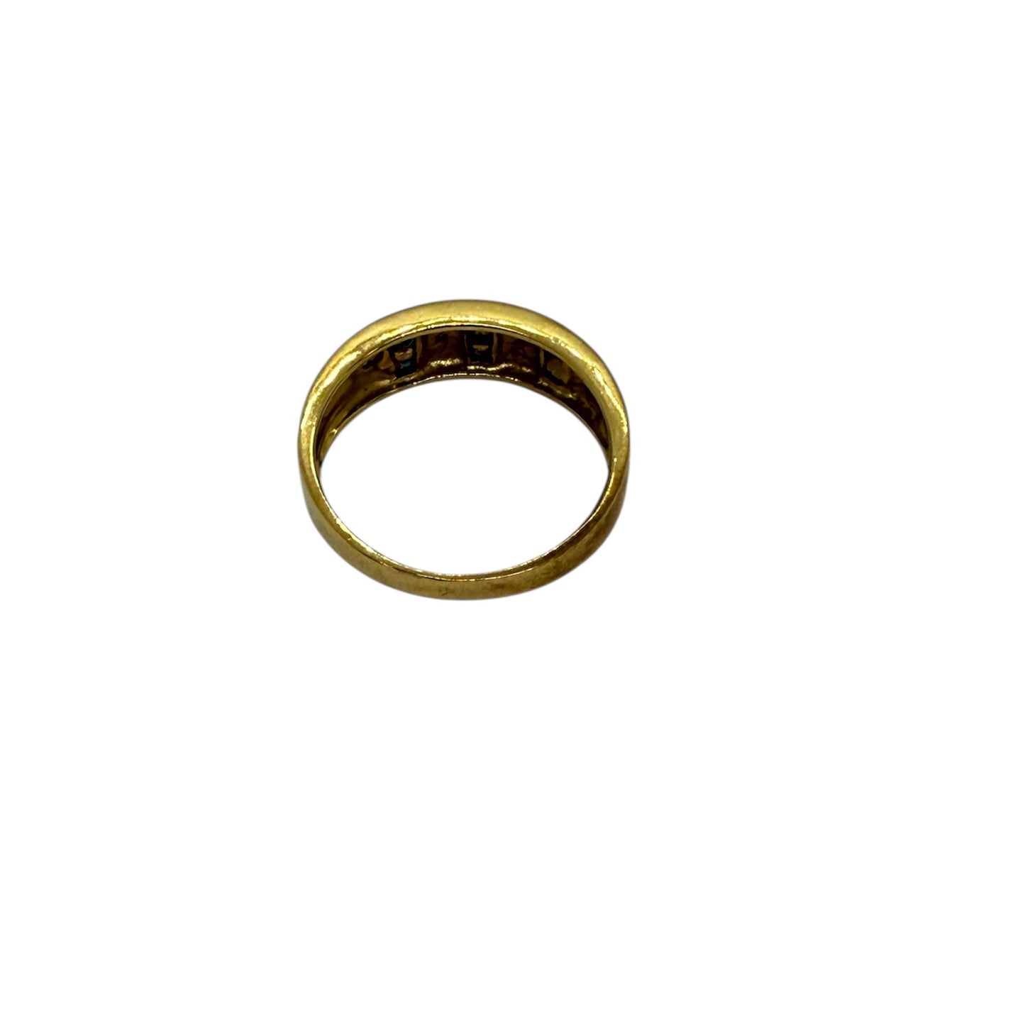 Bague Demi Tour Or Jaune avec Diamants et Pierres Bleues - T 53