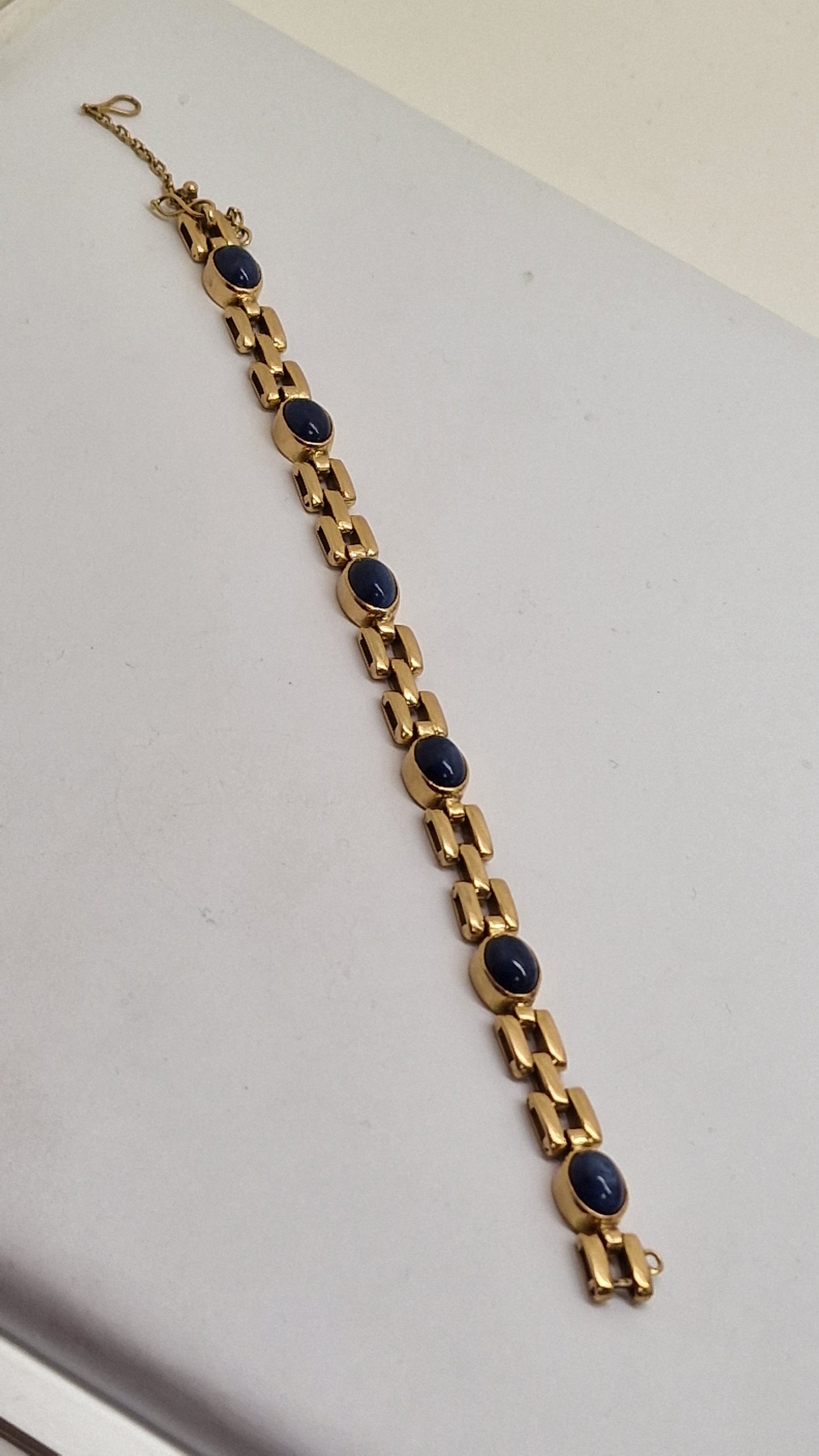 Bracelet Maillon Fantaisie en Or Jaune 18K avec Saphirs