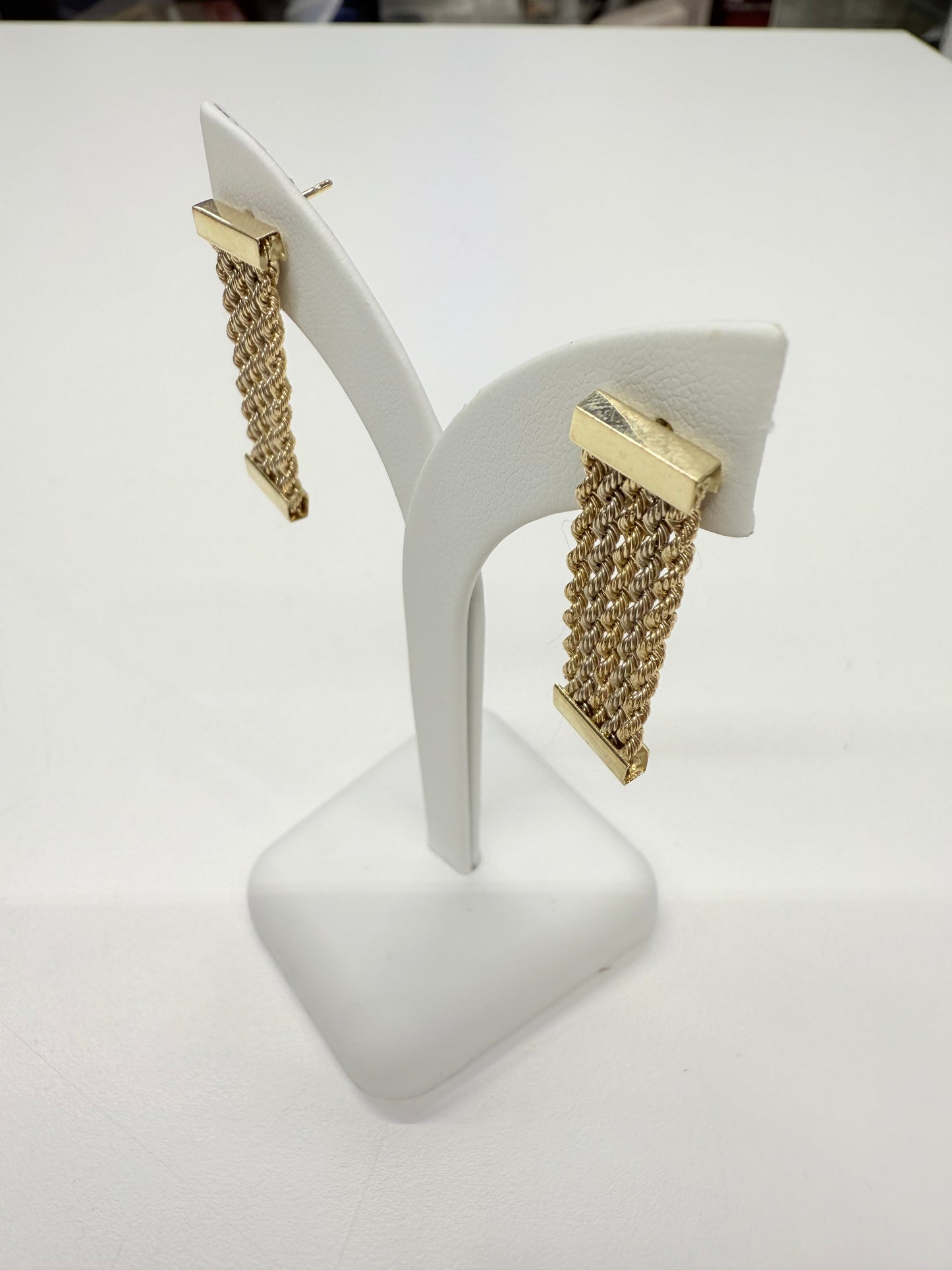Boucles d'oreilles pendantes en Or tressé 18k