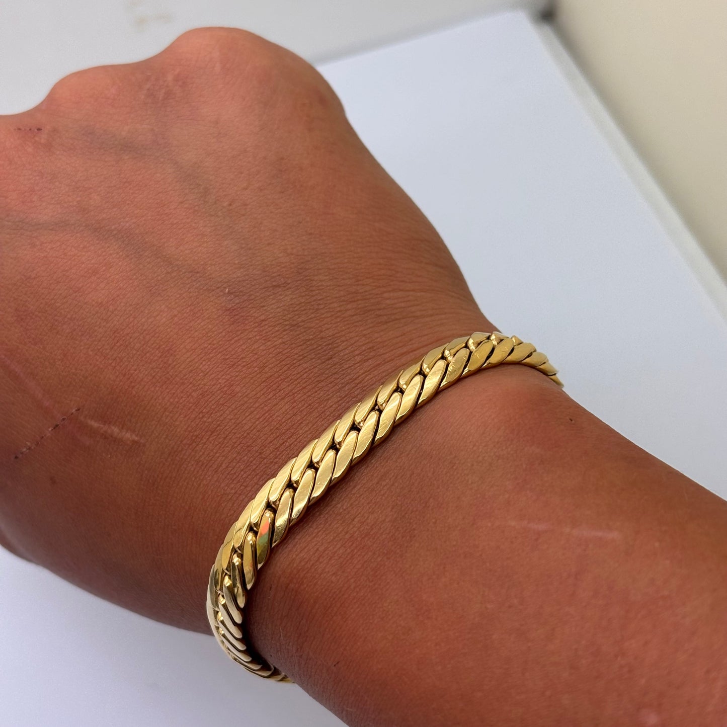 Bracelet Maillon Anglaise en Or Jaune 18K 14.45 Grs