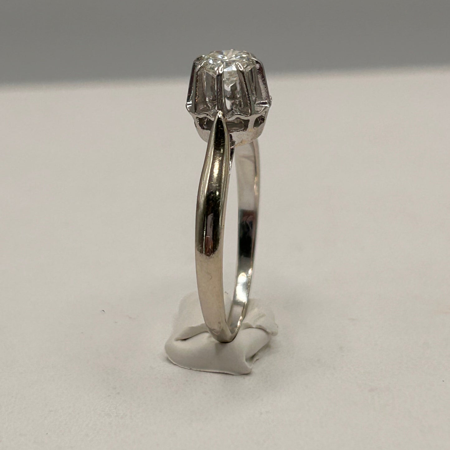 Bague Solitaire Or Blanc 18K Taille-61