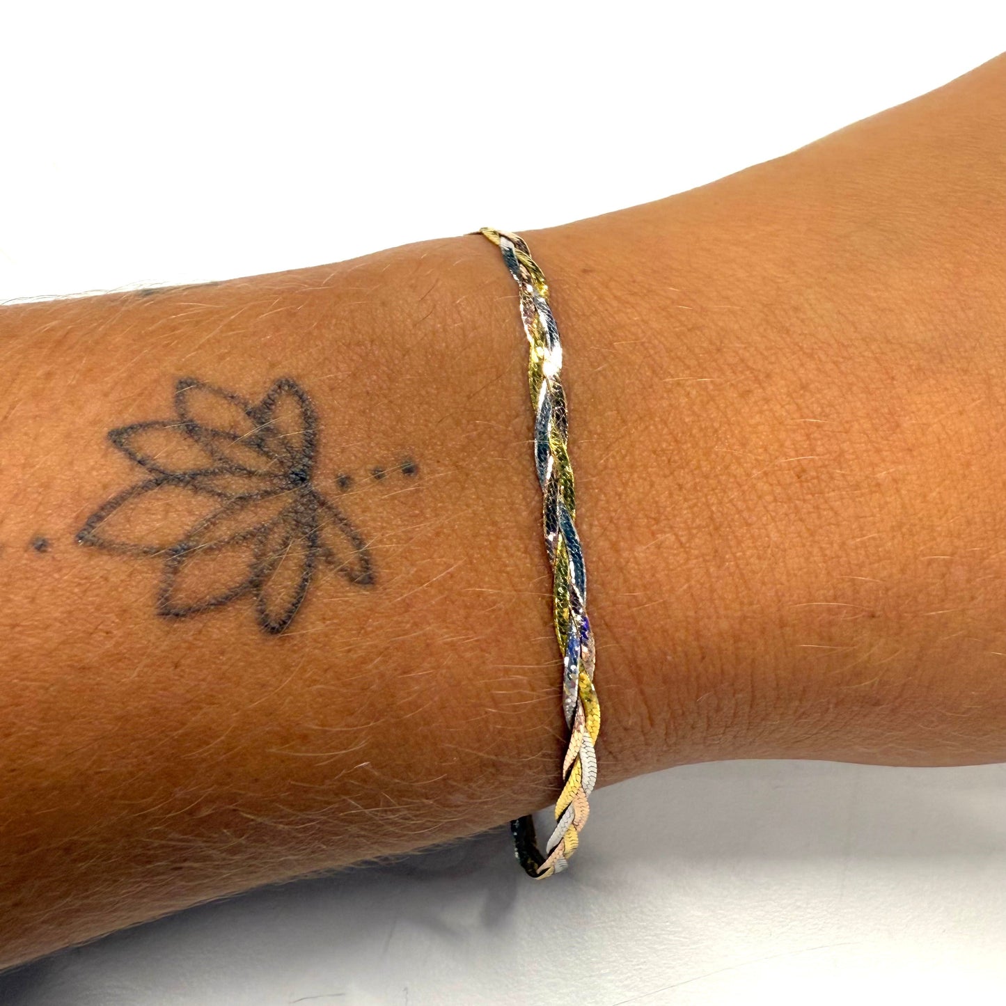 Bracelet Tressé Or Jaune, Blanc, Rose 18k 2.53 Grs