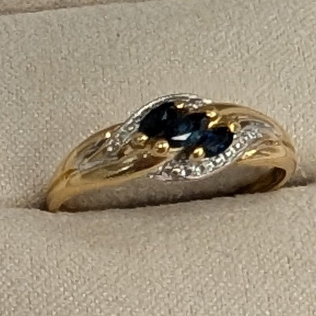 Bague en or jaune 18K avec saphir naturel 1.80 Grs - Taille 55