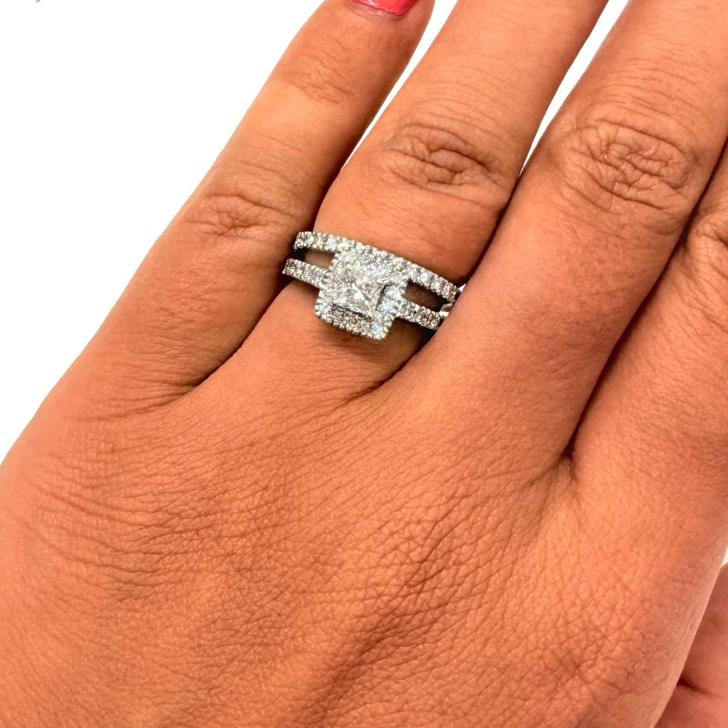 Bague demi-tour solitaire en Or Blanc 18K avec diamants 6.45 Grs - Taille 49