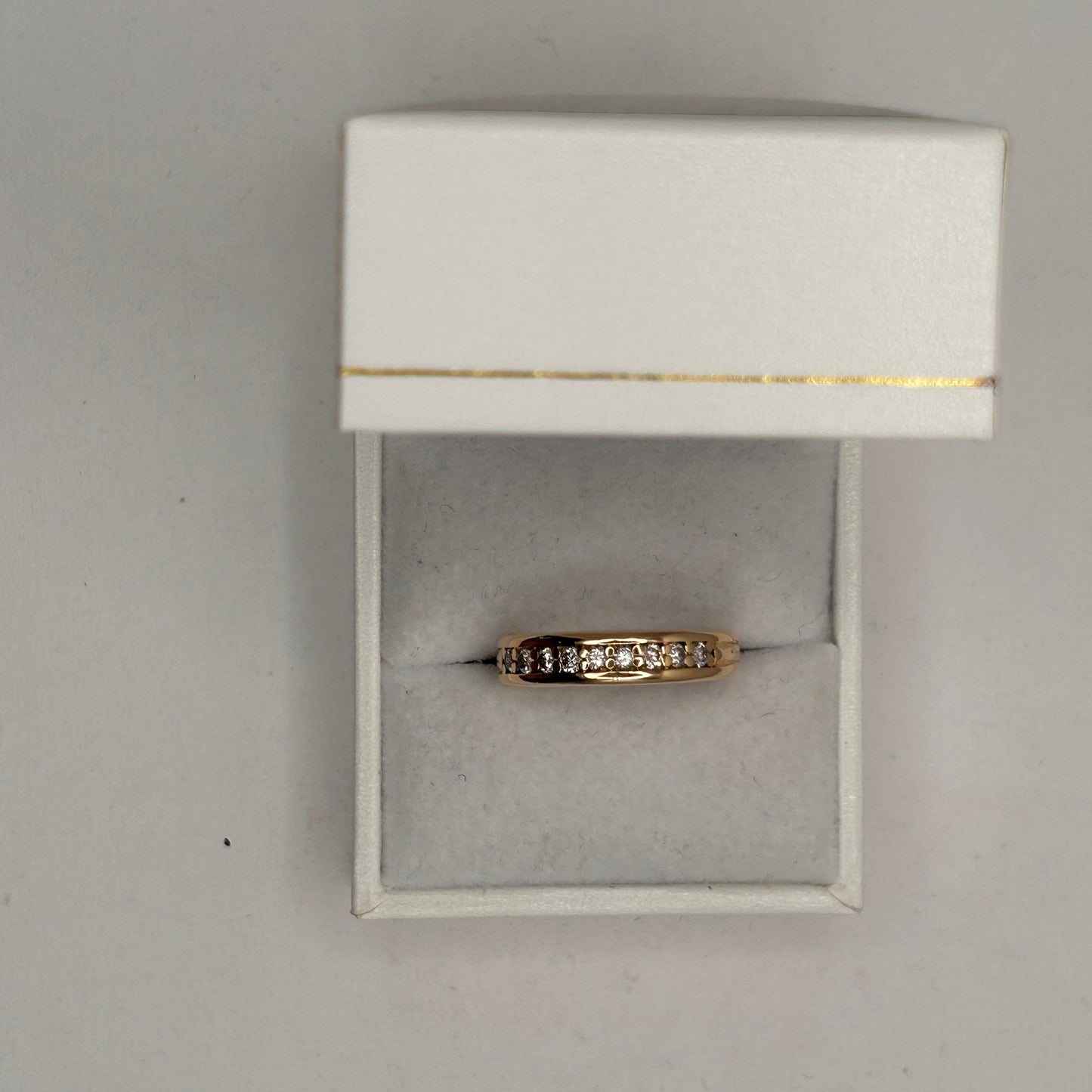 Bague Demi Tour en Or Jaune 18K avec Diamants - T 56