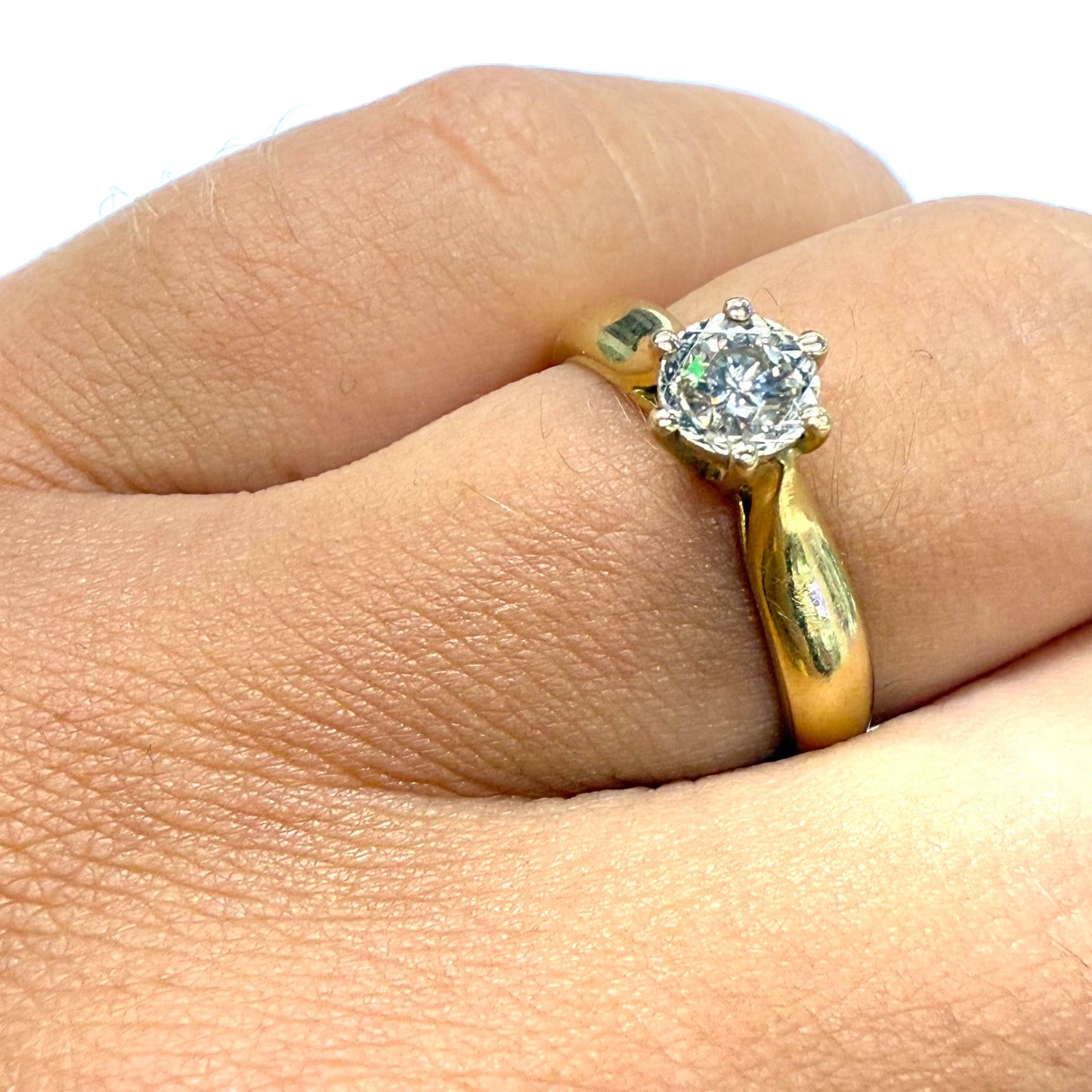 Solitaire en Or Jaune 18k Taille-53