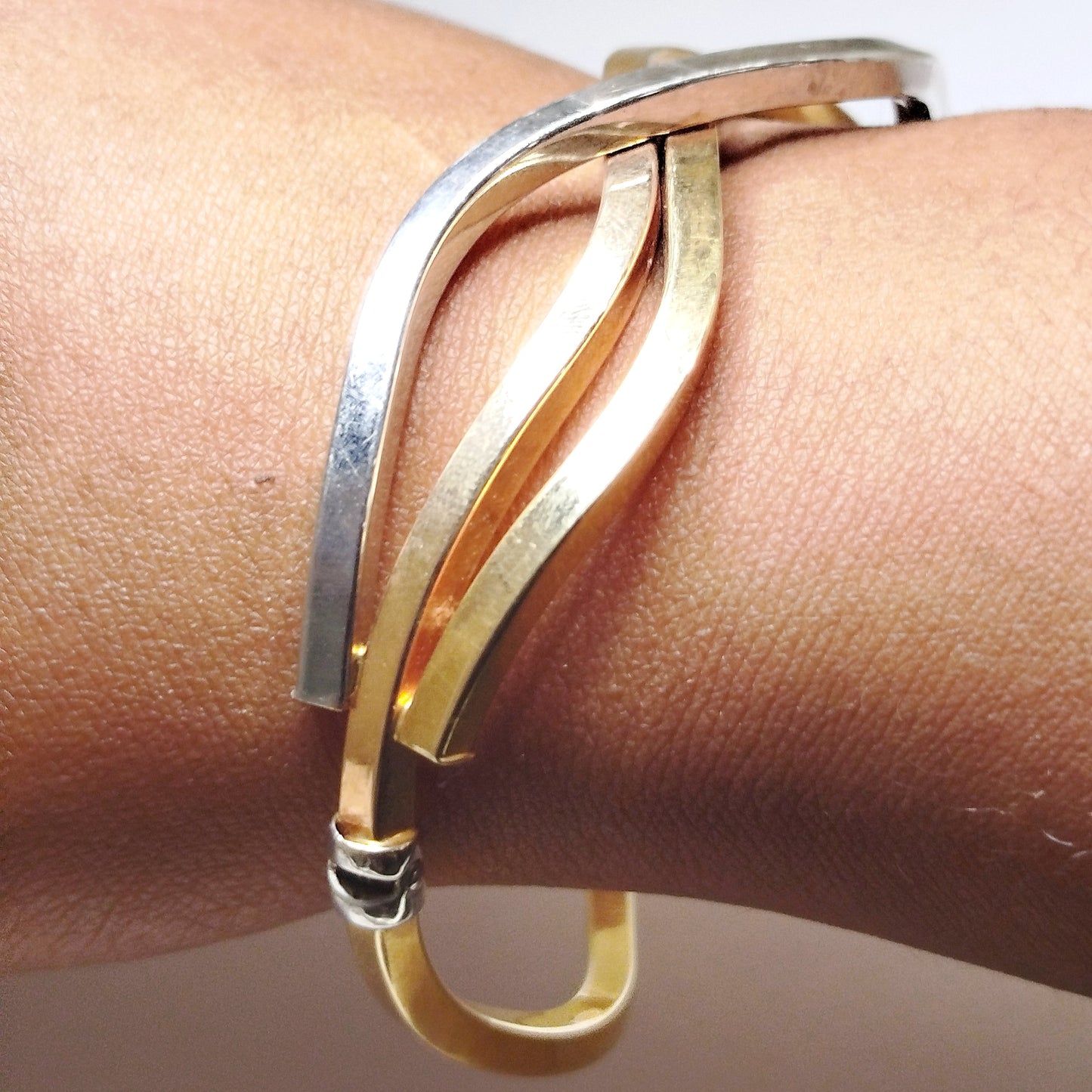 Bracelet Jonc Or Jaune et Blanc 18K 10.85 Grs