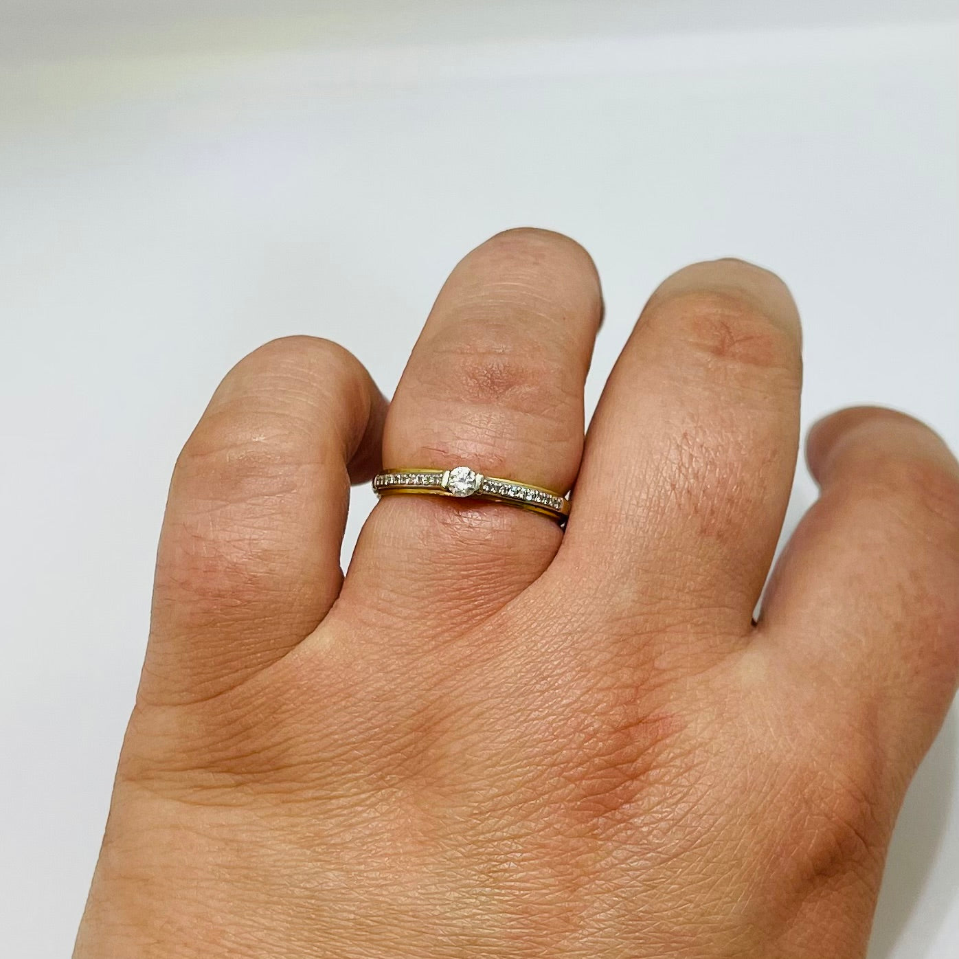 Bague Solitaire Diamant en Or Jaune 18K Taille-55
