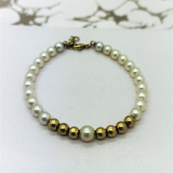 Bracelet avec Perles et Boules en Or jaune