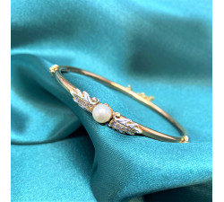 Bracelet Jonc Or Rose Perle et Diamants
