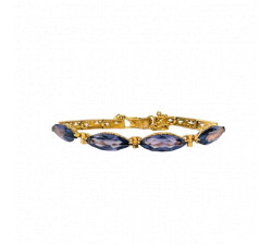 Bracelet Articulé Or Jaune avec 4 Pierres Violettes