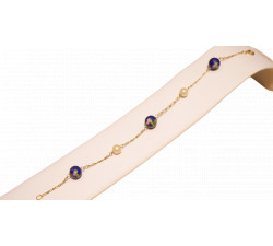 Bracelet Or Jaune avec Perles Blanches et Perles Mosaiques