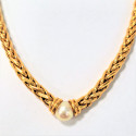 Collier maille Palmier Perle Or jaune