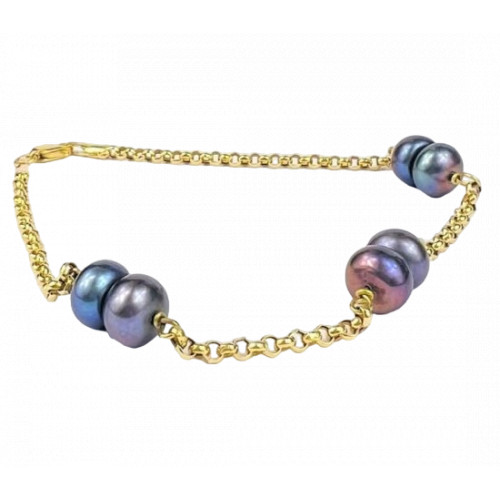 Bracelet Or Jaune avec Perles de Culture