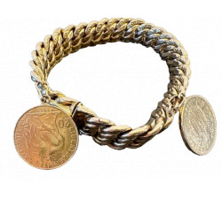 Bracelet Or Maille Américaine avec Pièces de 20 Francs