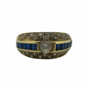 Bague Or avec Oxydes et Pierres Bleues