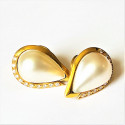 Boucles d'Oreilles Perles Diamants Or jaune