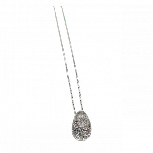 Collier Pendentif Pavage Diamants Or blanc