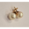 Boucles d'Oreille Or avec Perles Blanches