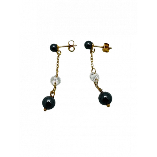 Boucles d'Oreille Or avec Hématites et Oxyde