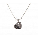 Pendentif Coeur Diamants noirs et Blancs